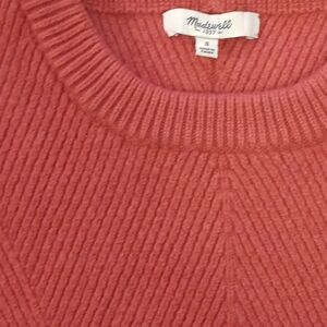 Madewell Merino Wool Ribbed Crewneck Sweater in Coral